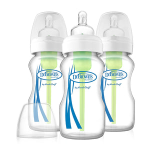 Dr Brown's Options 3 Piece Wide Neck Glass Bottles, 9 Ounce